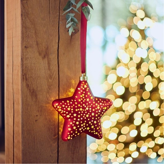 LED Glasornament Rood Warm Wit - 19 cm - afbeelding 2