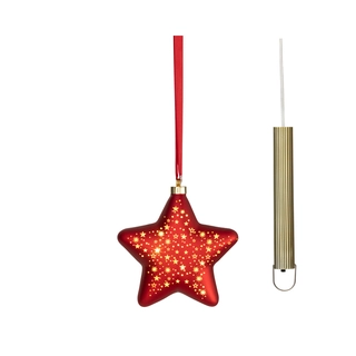 LED Glasornament Rood Warm Wit - 19 cm - afbeelding 3