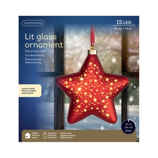LED Glasornament Rood Warm Wit - 19 cm - afbeelding 4
