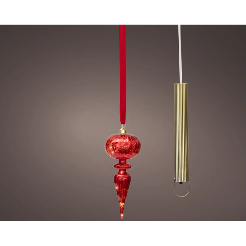 LED Glasornament Rood Warm Wit - 27 cm - afbeelding 1