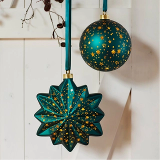 LED Glasornament Ster Groen Warm Wit - 20 cm - afbeelding 2