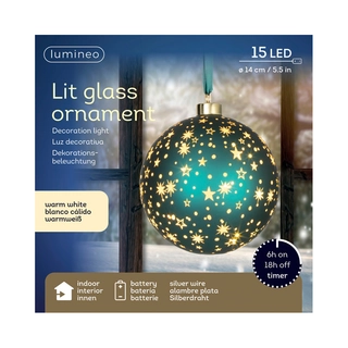 LED Glasornament Ster Groen Warm Wit - 20 cm - afbeelding 4