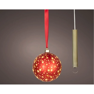 LED Glasornament Ster Rood Warm Wit - 20 cm