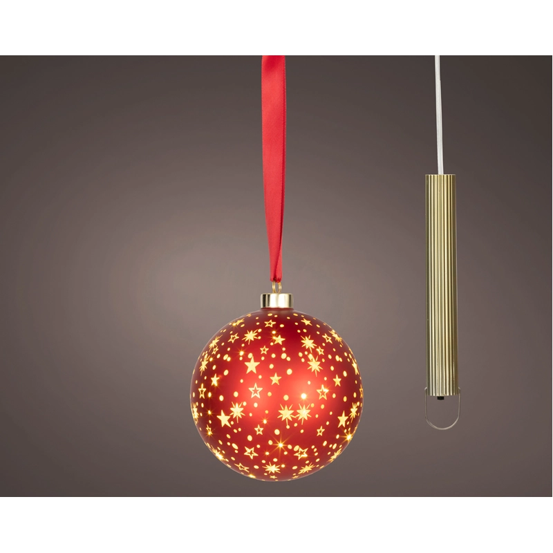 LED Glasornament Ster Rood Warm Wit - 20 cm - afbeelding 1