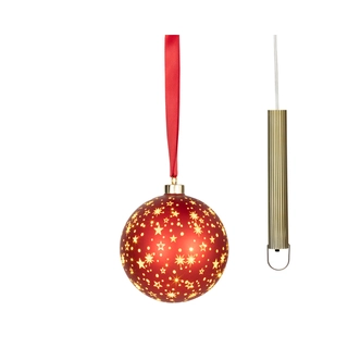 LED Glasornament Ster Rood Warm Wit - 20 cm - afbeelding 2