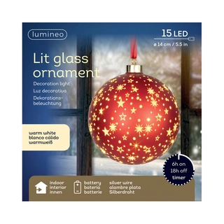 LED Glasornament Ster Rood Warm Wit - 20 cm - afbeelding 3