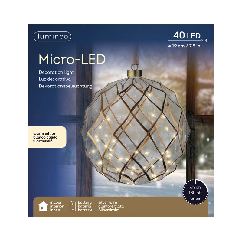 LED Glasornamentbal - 19 cm - afbeelding 3