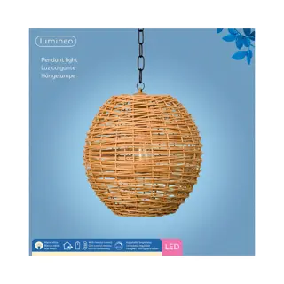 LED Hanglamp Wicker Bruin - 29x31 cm - afbeelding 3