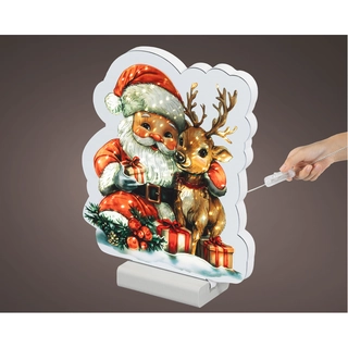 LED Infinity Kerstman met Rendier - 22 cm