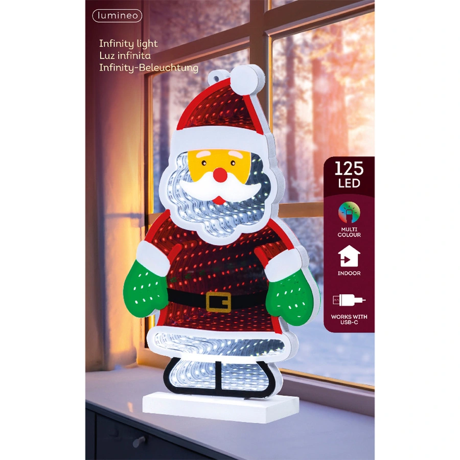 LED Infinity Lights Kerstman - 15,5x6x26 cm - afbeelding 3