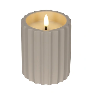 LED Kaars Buiten Beton Crème - Ø8,5x11,5 cm