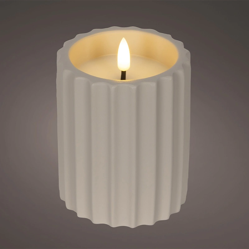 LED Kaars Buiten Beton Crème - Ø8,5x11,5 cm - afbeelding 2