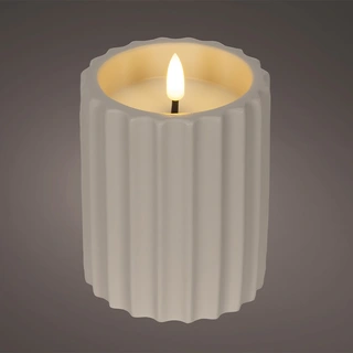 LED Kaars Buiten Beton Crème - Ø8,5x11,5 cm - afbeelding 2