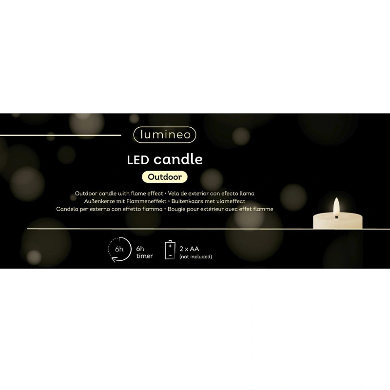 LED Kaars Buiten Beton Crème - Ø8,5x11,5 cm - afbeelding 3