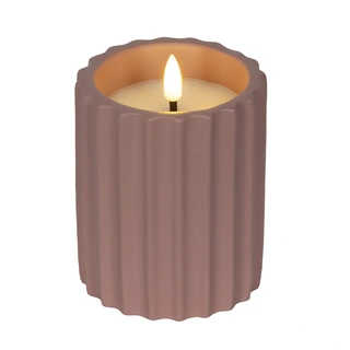 LED Kaars Buiten Beton Donkerroze - Ø8,5x11,5 cm