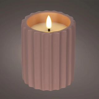 LED Kaars Buiten Beton Donkerroze - Ø8,5x11,5 cm - afbeelding 2
