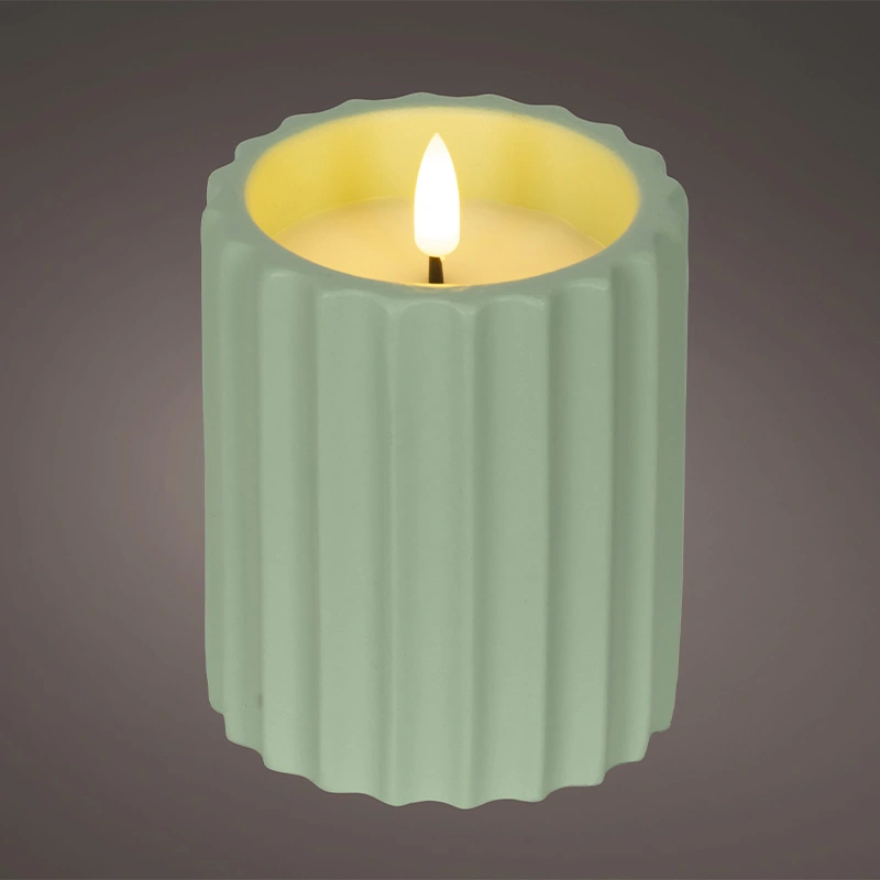 LED Kaars Buiten Beton Groen - Ø8,5x11,5 cm - afbeelding 2