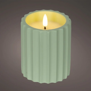 LED Kaars Buiten Beton Groen - Ø8,5x11,5 cm - afbeelding 2