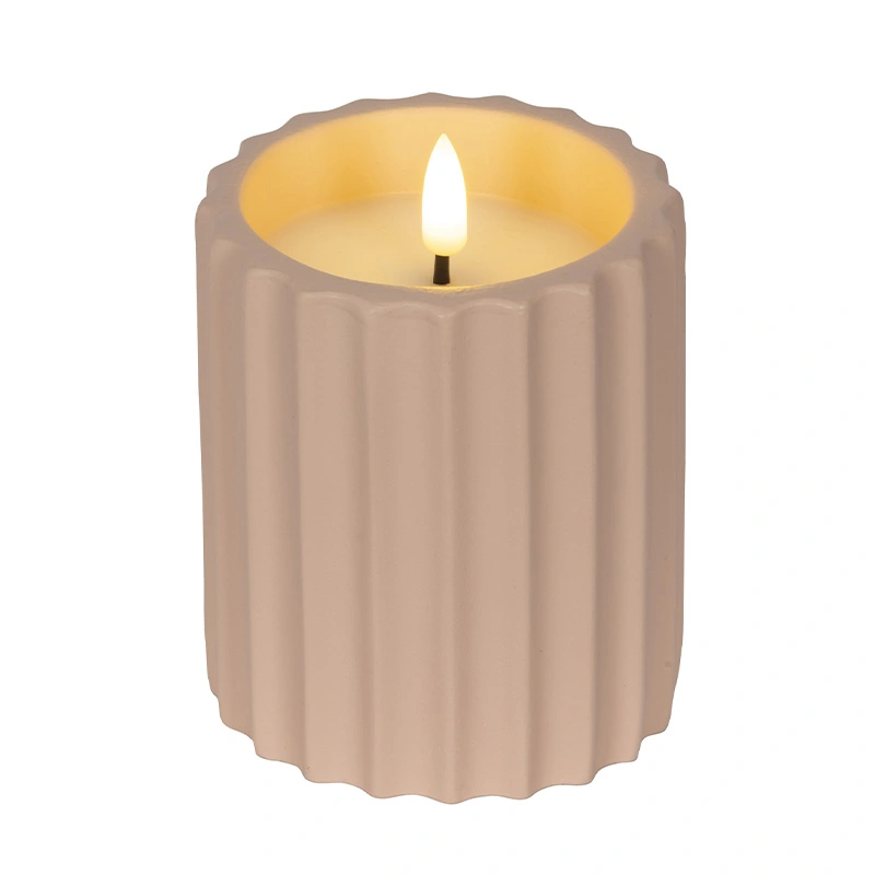 LED Kaars Buiten Beton Lichtroze - Ø8,5x11,5 cm - afbeelding 1