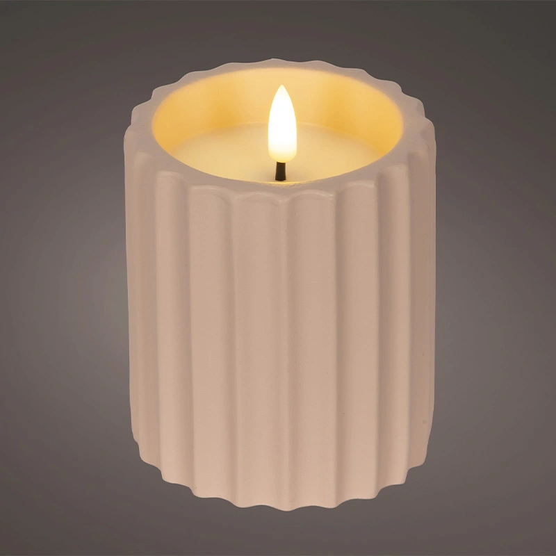 LED Kaars Buiten Beton Lichtroze - Ø8,5x11,5 cm - afbeelding 2