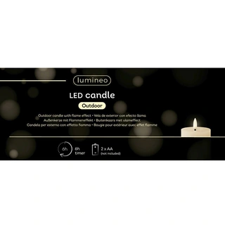 LED Kaars Buiten Beton Crème - Ø8,5x14 cm - afbeelding 3