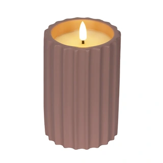 LED Kaars Buiten Beton Donkerroze - Ø8,5x14 cm