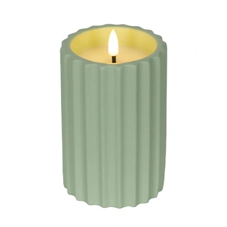 LED Kaars Buiten Beton Groen - Ø8,5x14 cm - afbeelding 1