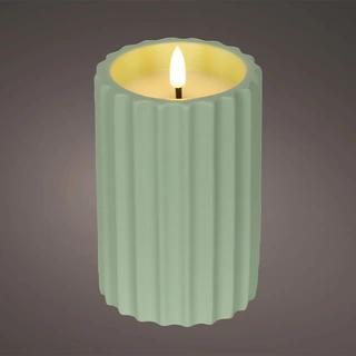 LED Kaars Buiten Beton Groen - Ø8,5x14 cm - afbeelding 2