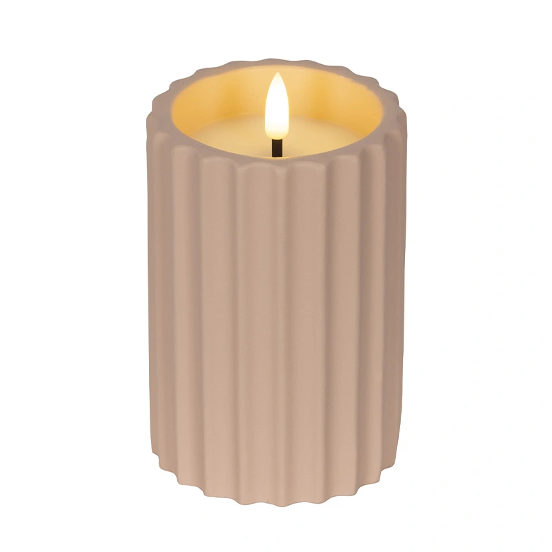 LED Kaars Buiten Beton Lichtroze - Ø8,5x14 cm - afbeelding 1