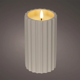 LED Kaars Buiten Beton Crème - Ø8,5x16,5 cm - afbeelding 2