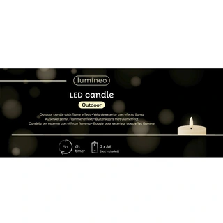 LED Kaars Buiten Beton Crème - Ø8,5x16,5 cm - afbeelding 3