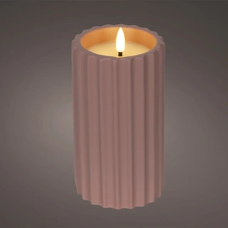 LED Kaars Buiten Beton Donkerroze - Ø8,5x16,5 cm - afbeelding 2