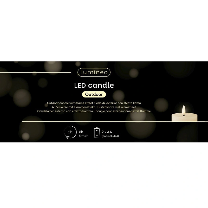 LED Kaars Buiten Beton Groen - Ø8,5x16,5 cm - afbeelding 3