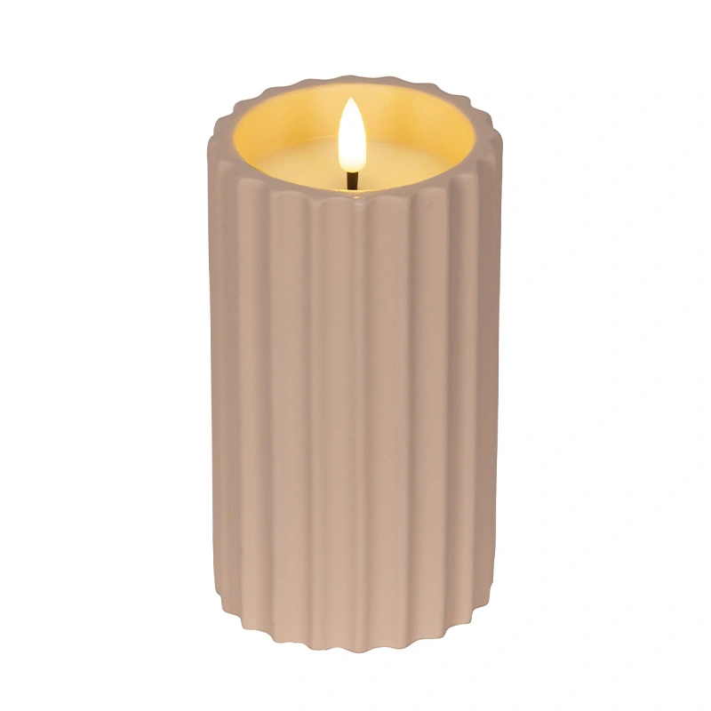 LED Kaars Buiten Beton Lichtroze - Ø8,5x16,5 cm - afbeelding 1