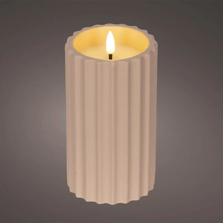 LED Kaars Buiten Beton Lichtroze - Ø8,5x16,5 cm - afbeelding 2