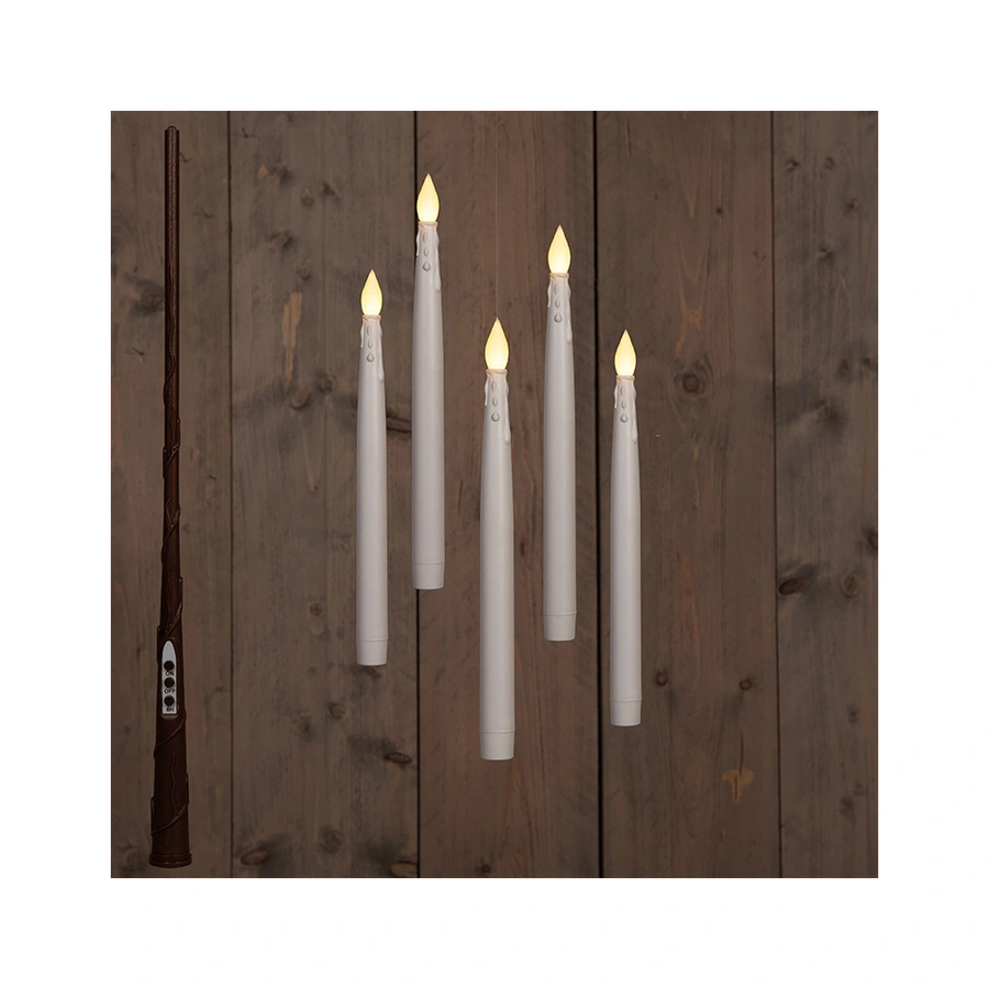 LED Kaars Zwevend 28,5 cm + Toverstok - 5 st. - afbeelding 1