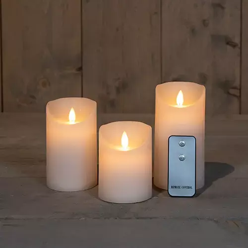 LED Kaarsen Set Rustiek Wit - 3 st.