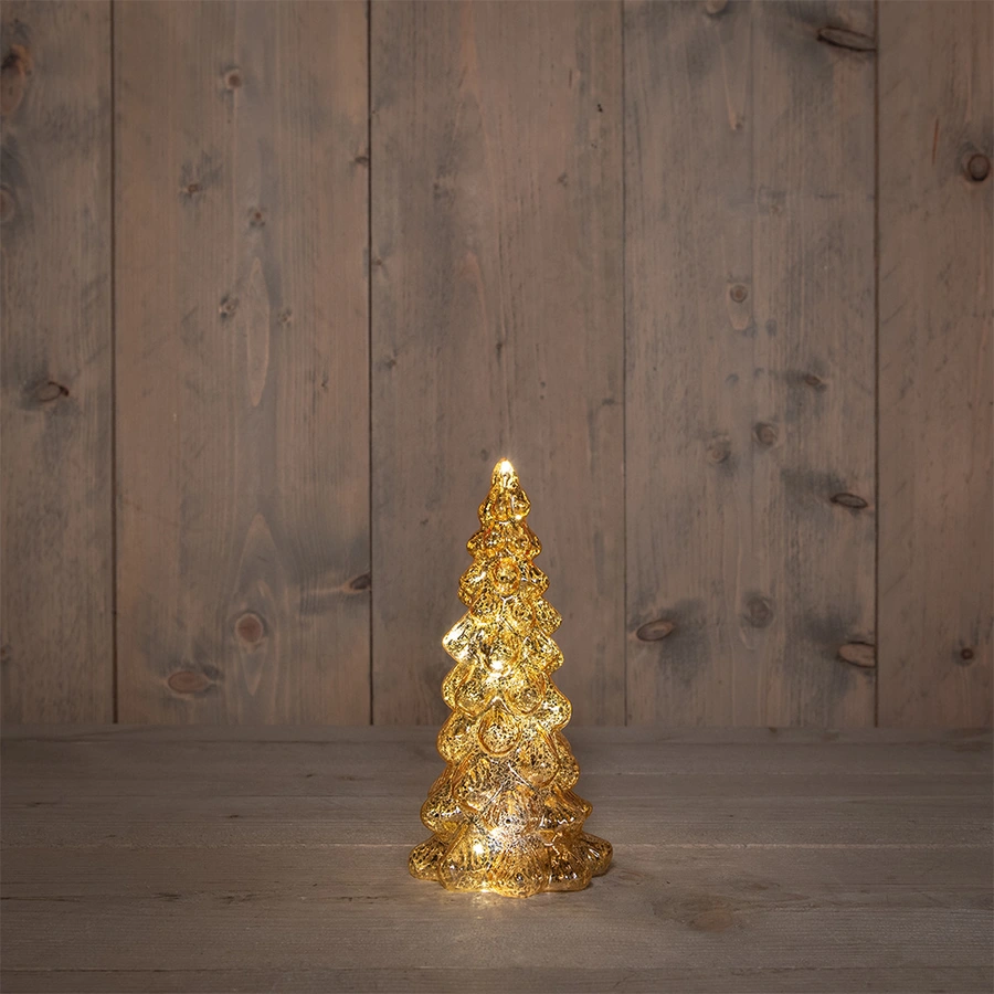 LED Kerstboompje Glas Ø10x20 cm - Goud - afbeelding 2