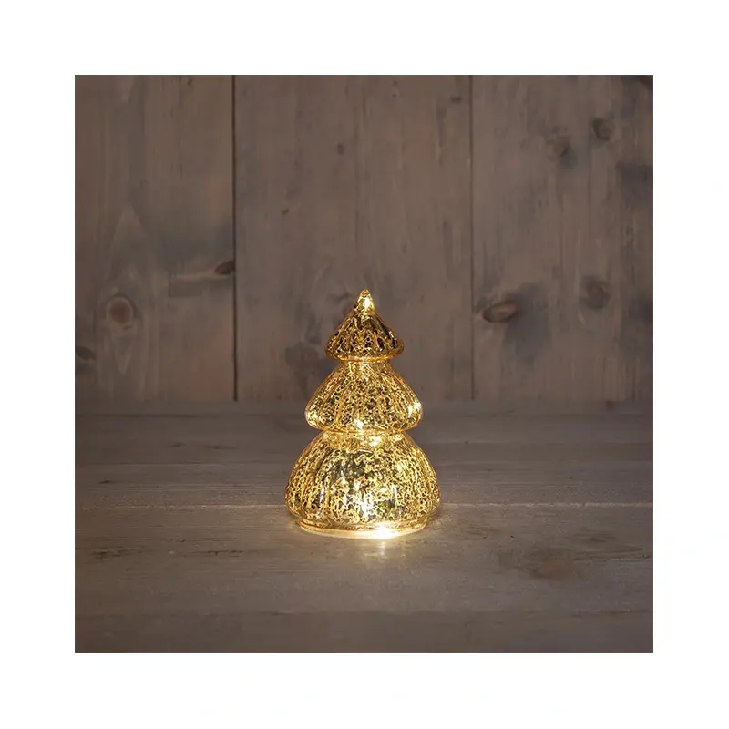 LED Kerstboompje Glas Ø8x15 cm - Goud - afbeelding 1