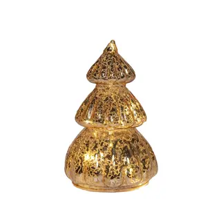 LED Kerstboompje Glas Ø8x15 cm - Goud - afbeelding 2