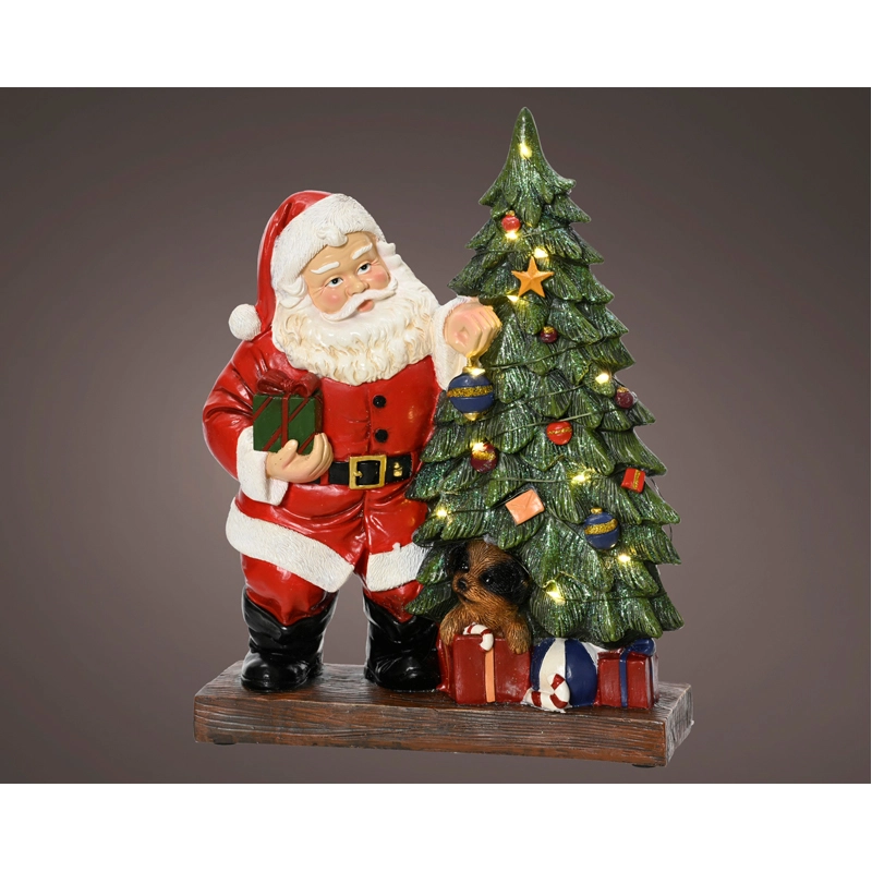LED Kerstman met Boom - 29 cm - afbeelding 1