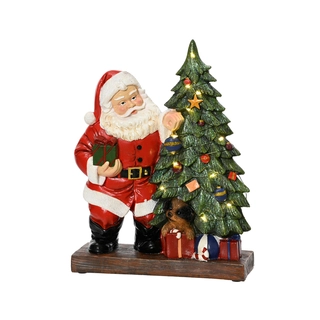 LED Kerstman met Boom - 29 cm - afbeelding 2