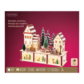 LED Kerstdorpje Hout - 10x27x22 cm - afbeelding 2