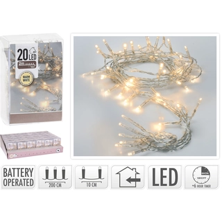 LED Kerstverlichting Warm Wit met Timer - 2 m