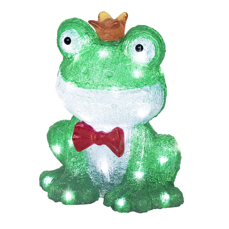 LED Kikker met Kroon Acryl - 28 cm - afbeelding 1