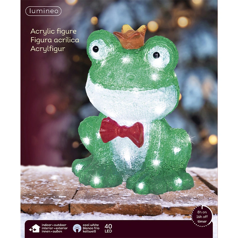 LED Kikker met Kroon Acryl - 28 cm - afbeelding 3