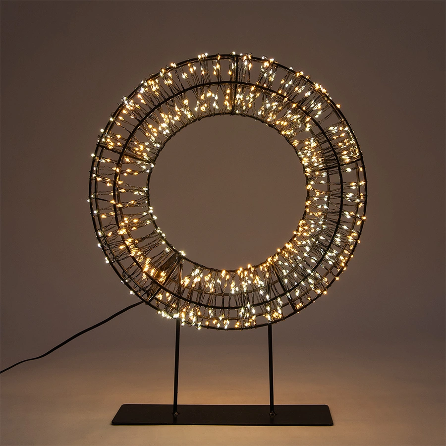 LED Krans op Voet Metaal Duo Flash - Ø28 cm