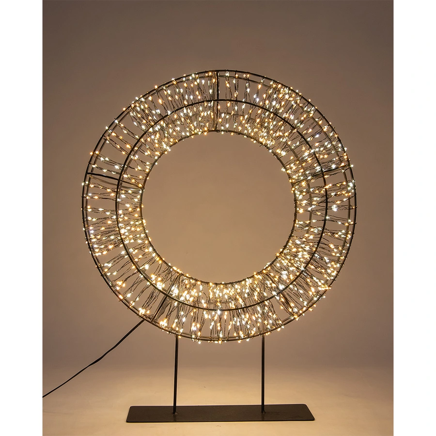 LED Krans op Voet Metaal Duo Flash - Ø36 cm