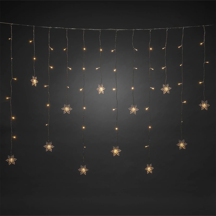 LED Lichtgordijn Sneeuwvlokken - 140x120 cm - afbeelding 1