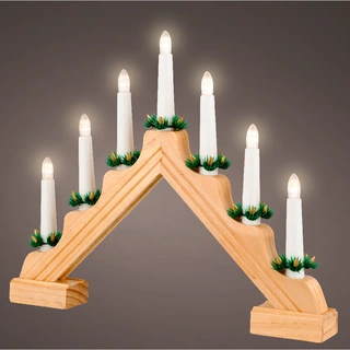 Raamdecoratie LED Kaarsenbrug Hout - 39,5x32 cm - afbeelding 2